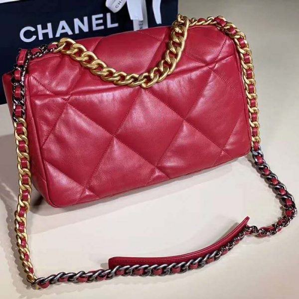 Chanel Women Chanel 19 Large Flap Bag Lambskin Leather-Rose (5)