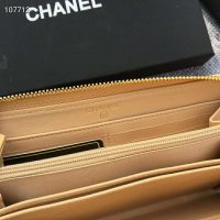 Chanel Women Chanel 19 Long Zipped Wallet Lambskin Leather-Beige
