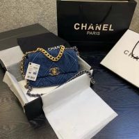 Chanel Women Chanel 19 Wallet On Chain Denim Blue