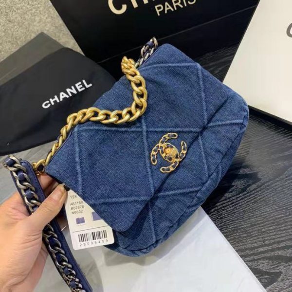 Chanel Women Chanel 19 Wallet On Chain Denim Blue (15)
