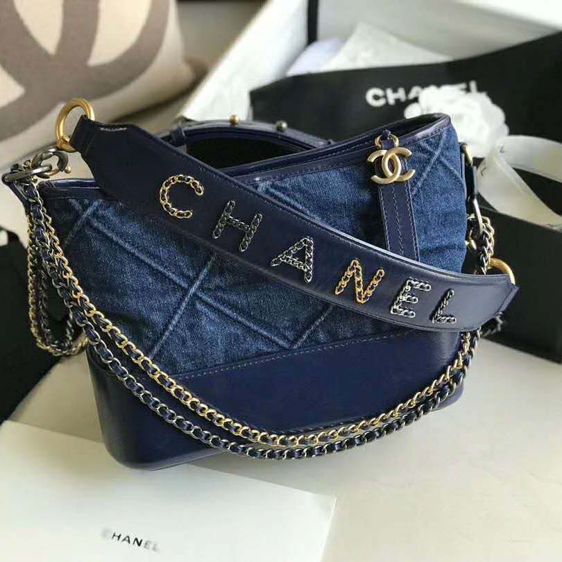 Chanel Women Chanel's Gabrielle Small Hobo Bag Denim Tweeds & Fabrics -  LULUX