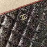 Chanel Women Classic Large Pouch in Grained Calfskin Leather-Black