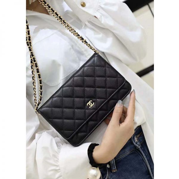 Chanel Women Classic Wallet On Chain in Lambskin Leather-Black (11)