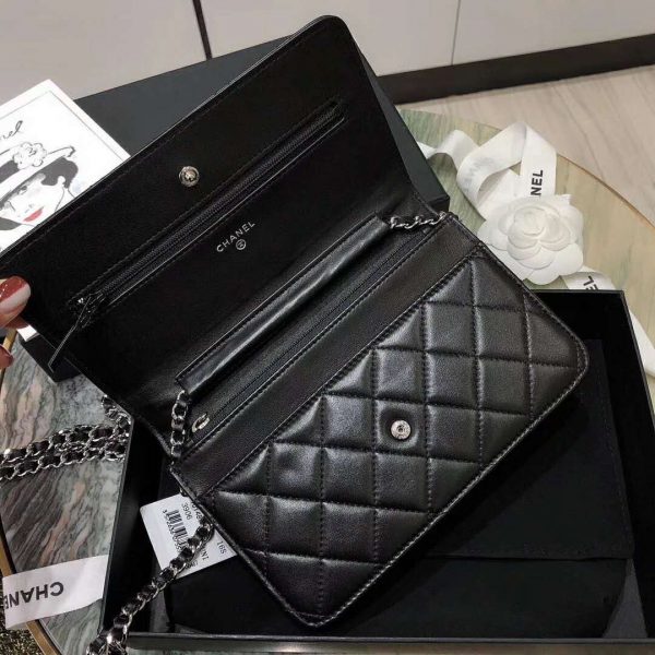 Chanel Women Classic Wallet On Chain in Lambskin Leather-Black (16)