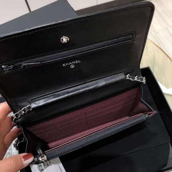 Chanel Women Classic Wallet On Chain in Lambskin Leather-Black (17)