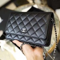 Chanel Women Classic Wallet On Chain in Lambskin Leather-Black
