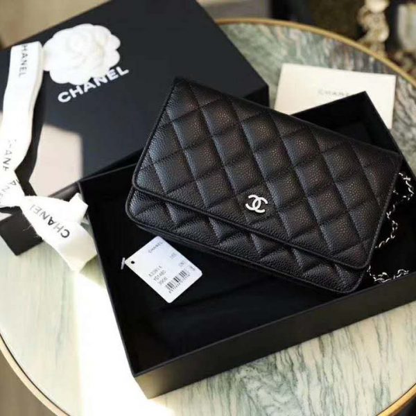 Chanel Women Classic Wallet On Chain in Lambskin Leather-Black (4)
