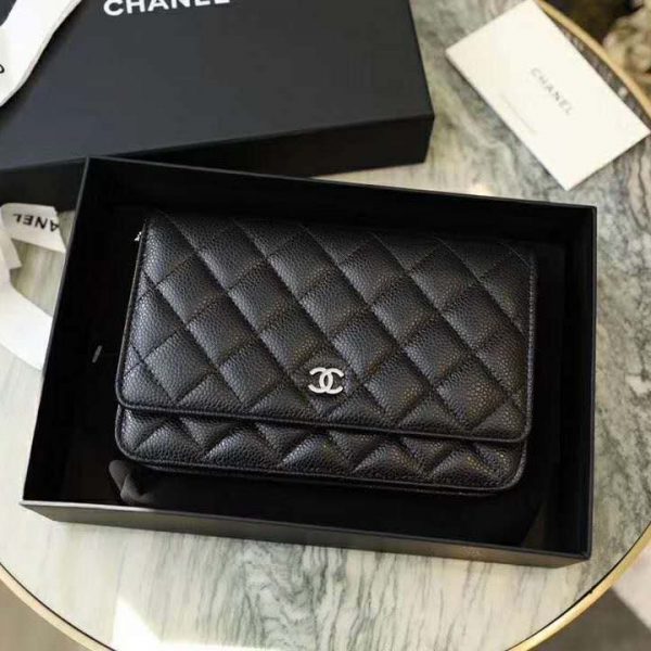 Chanel Women Classic Wallet On Chain in Lambskin Leather-Black (5)