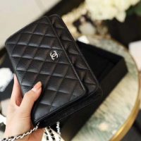 Chanel Women Classic Wallet On Chain in Lambskin Leather-Black