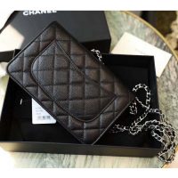Chanel Women Classic Wallet On Chain in Lambskin Leather-Black