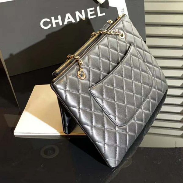 Chanel Women Clutch with Chain in Shiny Lambskin Leather-Black (9)