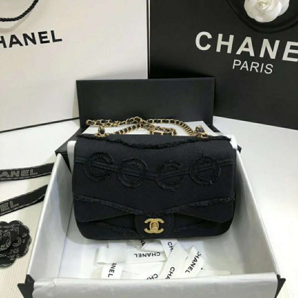 Chanel Women Flap Bag Denim & Gold-Tone Metal-Black (2)
