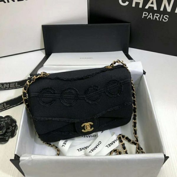 Chanel Women Flap Bag Denim & Gold-Tone Metal-Black (3)