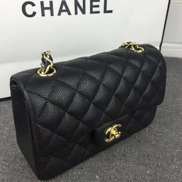 Chanel Women Flap Bag Grained Calfskin & Gold-Tone Metal-Black (10)