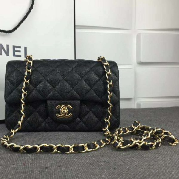 Chanel Women Flap Bag Grained Calfskin & Gold-Tone Metal-Black (2)