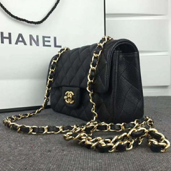 Chanel Women Flap Bag Grained Calfskin & Gold-Tone Metal-Black (3)