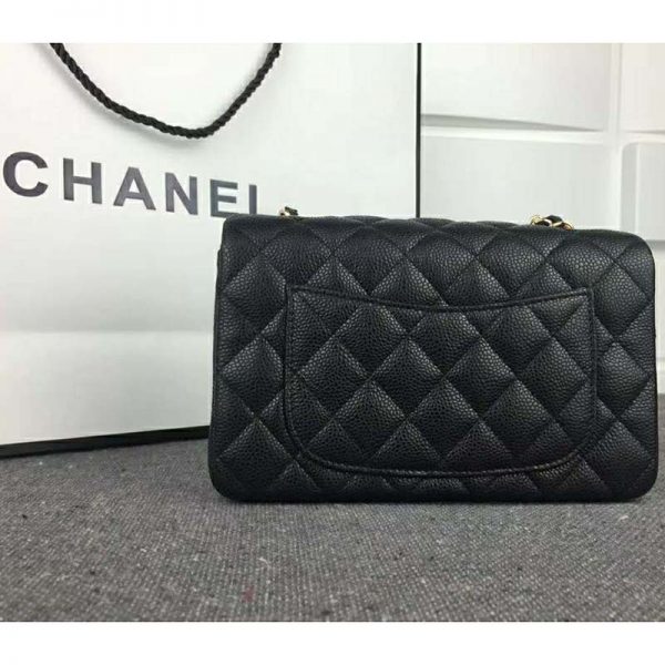 Chanel Women Flap Bag Grained Calfskin & Gold-Tone Metal-Black (4)