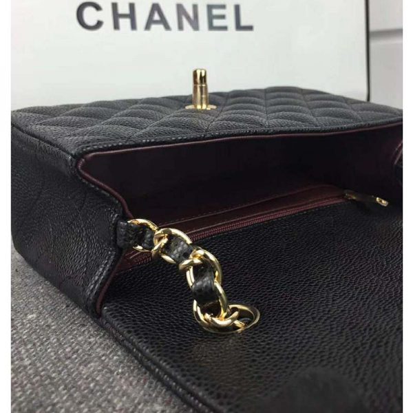Chanel Women Flap Bag Grained Calfskin & Gold-Tone Metal-Black (7)