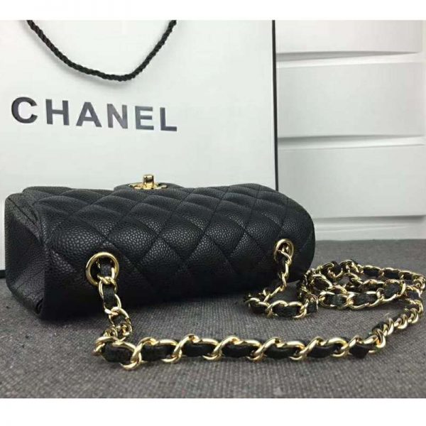 Chanel Women Flap Bag Grained Calfskin & Gold-Tone Metal-Black (8)