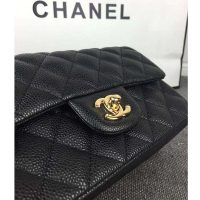 Chanel Women Flap Bag Grained Calfskin & Gold-Tone Metal-Black
