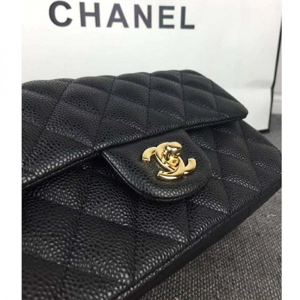 Chanel Women Flap Bag Grained Calfskin & Gold-Tone Metal-Black (9)