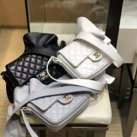 Chanel Women Flap Bag Lambskin Calfskin & Gold-Tone Metal-Grey