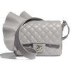 Chanel Women Flap Bag Lambskin Calfskin & Gold-Tone Metal-Grey