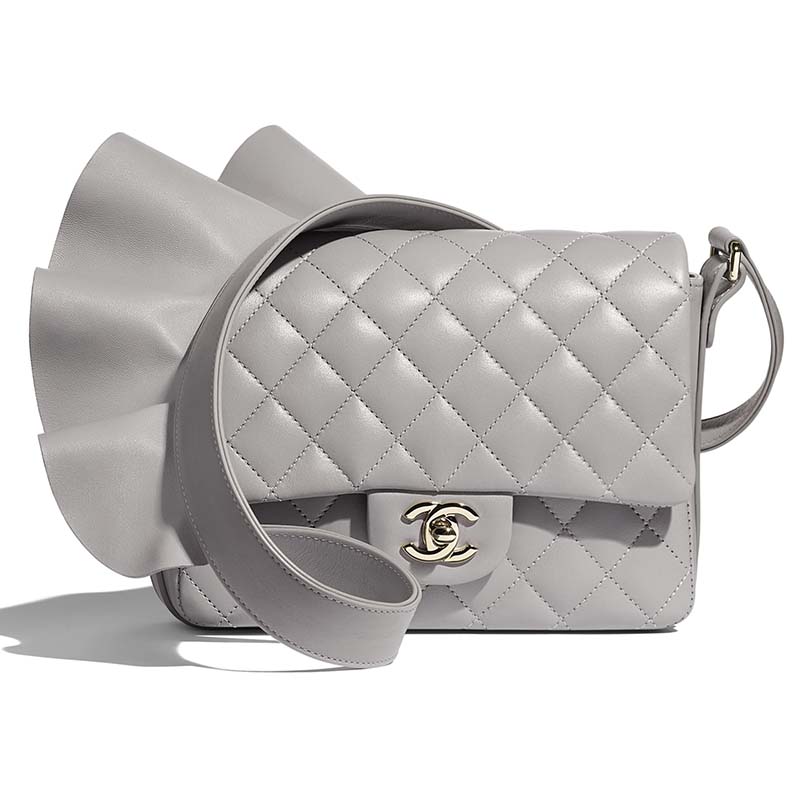 Chanel 19 handbag, Shiny lambskin, gold-tone, silver-tone