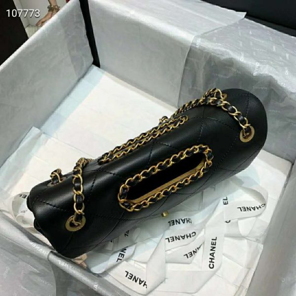 Chanel Women Flap Bag Lambskin Leather Gold-Tone Metal-Black (3)