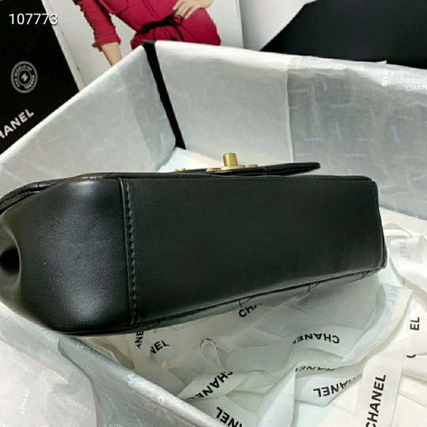 Chanel Women Flap Bag Lambskin Leather Gold-Tone Metal-Black (6)