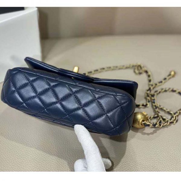 Chanel Women Flap Bag in Lambskin Leather-Navy (11)