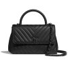 Chanel Women Flap Bag with Top Handle Grained Calfskin-Black