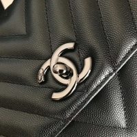 Chanel Women Flap Bag with Top Handle Grained Calfskin-Black