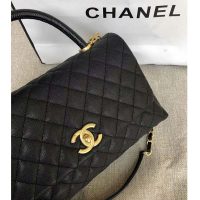 Chanel Women Flap Bag with Top Handle in Grained Calfskin-Black