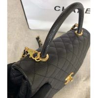 Chanel Women Flap Bag with Top Handle in Grained Calfskin-Black