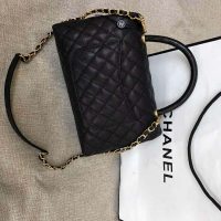 Chanel Women Flap Bag with Top Handle in Grained Calfskin-Black