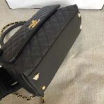 Chanel Women Flap Bag with Top Handle in Grained Calfskin-Black - Imagen 7