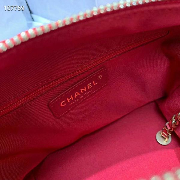 Chanel Women Hobo Bag in Lambskin Leather Gold Metal-Red (10)