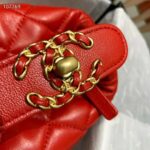 Chanel Women Hobo Bag in Lambskin Leather Gold Metal-Red – Image 8