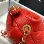 Chanel Women Hobo Bag in Lambskin Leather Gold Metal-Red – Image 9