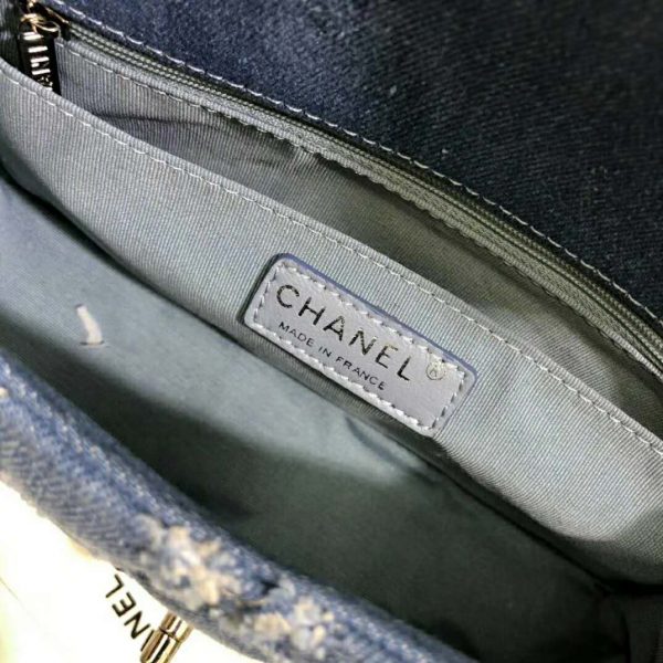 Chanel Women Large Flap Bag Denim & Silver-Tone Metal-Blue (9)