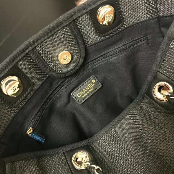 Chanel Women Large Shopping Bag in Mixed Fibers-Black (10)