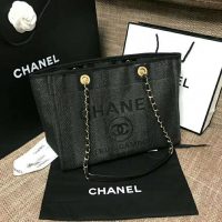 Chanel Women Large Shopping Bag in Mixed Fibers-Black