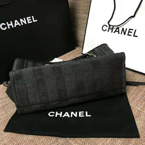 Chanel Women Large Shopping Bag in Mixed Fibers-Black (6)