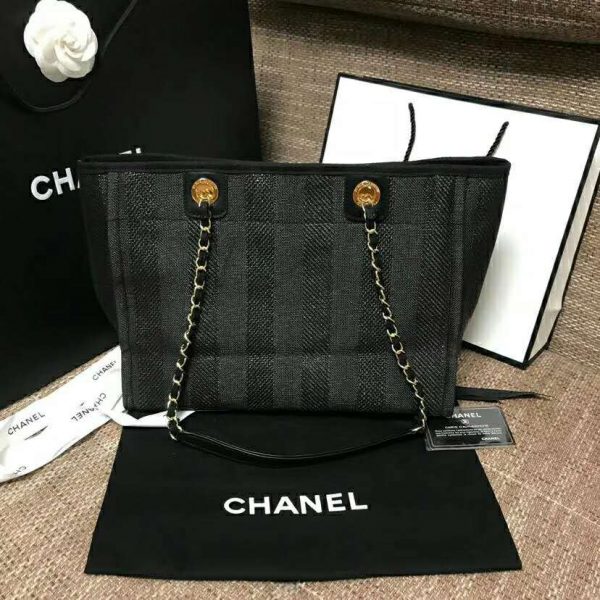 Chanel Women Large Shopping Bag in Mixed Fibers-Black (7)