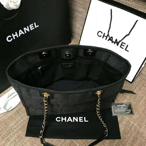 Chanel Women Large Shopping Bag in Mixed Fibers-Black (8)