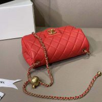 Chanel Women Mini Flap Bag in Lambskin Leather-Orange