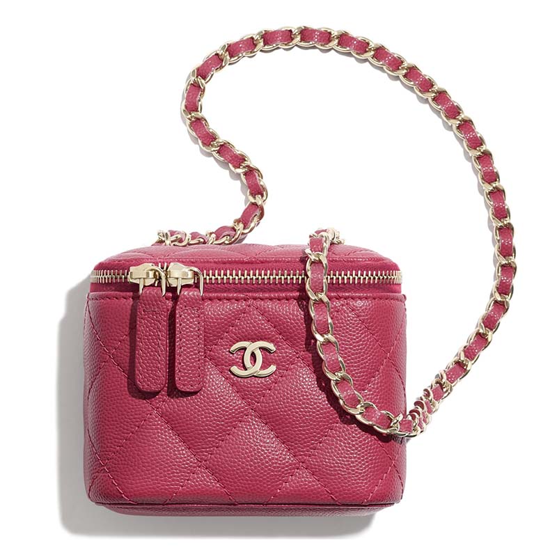 CHANEL Lambskin Quilted Pearl Crush Mini Vanity Case With Chain
