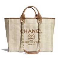 Chanel Women Shopping Bag in Mixed Fibers-Beige