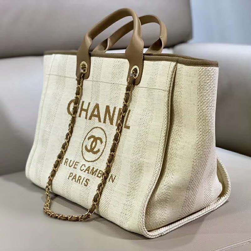 Large shopping bag, Mixed fibers, calfskin & gold-tone metal, blue —  Fashion | CHANEL